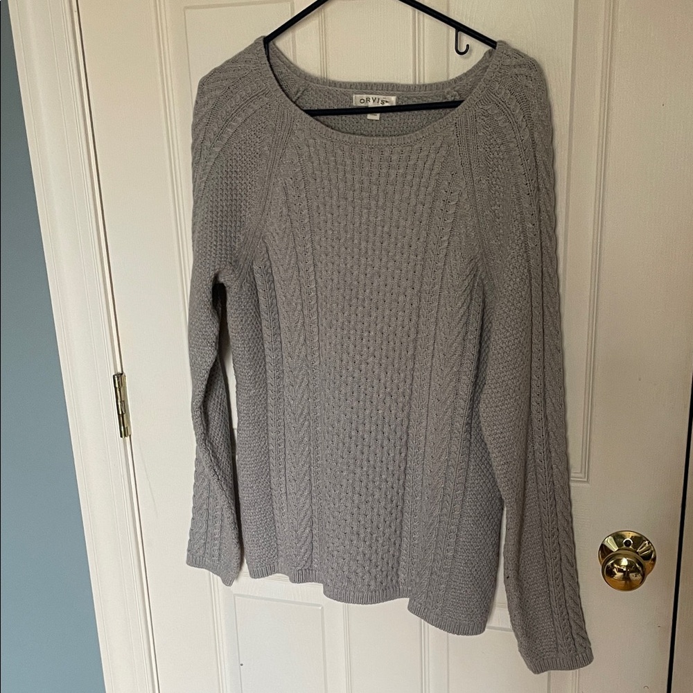 Orvis 100% cotton Gray cable knit Sweater women’s size medium